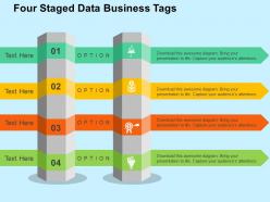 Four staged data business tags flat powerpoint design