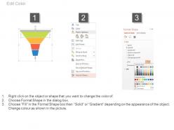 Four staged funnel chart for process flow powerpoint slides