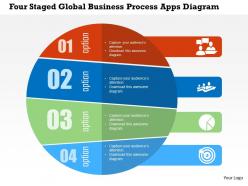 Four staged global business process apps diagram flat powerpoint design