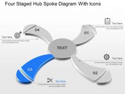 Four staged hub spoke diagram with icons powerpoint template slide