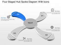 Four staged hub spoke diagram with icons powerpoint template slide