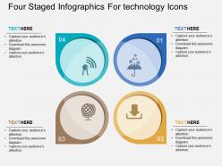 Four staged infographics for technology icons flat powerpoint design