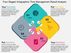 Four staged infographics time management result analysis flat powerpoint design