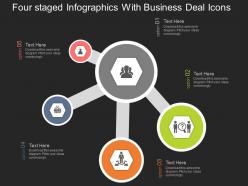 Four staged infographics with business deal icons flat powerpoint desgin