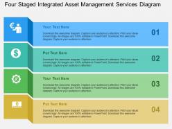 Four staged integrated asset management services diagram flat powerpoint design
