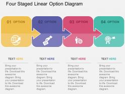Four staged linear option diagram flat powerpoint design