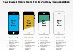 Four staged mobile icons for technology representation flat powerpoint design