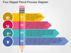 Four staged pencil process diagram flat powerpoint design