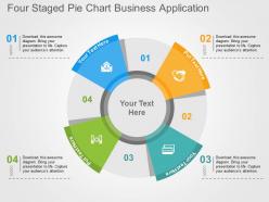 Four staged pie chart business application flat powerpoint design