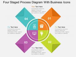 Four staged process diagram with business icons flat powerpoint design