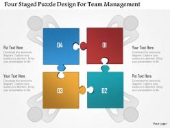 Four staged puzzle design for team management powerpoint template