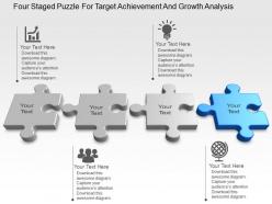 Four staged puzzle for target achievement and growth analysis powerpoint template slide