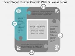 Four staged puzzle graphic with business icons flat powerpoint design