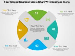 Four staged segment circle chart with business icons flat powerpoint design