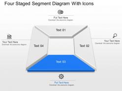 Four staged segment diagram with icons powerpoint template slide