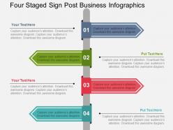 Four staged sign post business infographics flat powerpoint design
