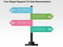 Four staged signpost for data representation flat powerpoint design
