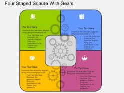 Four staged sqaure with gears flat powerpoint design