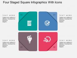 Four staged square infographics with icons flat powerpoint design