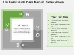 Four staged square puzzle business process diagram flat powerpoint design