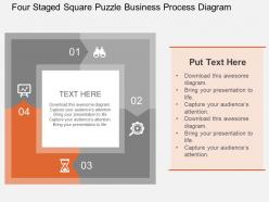 Four staged square puzzle business process diagram flat powerpoint design