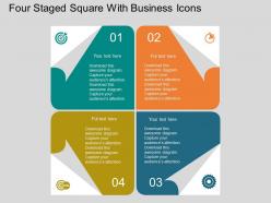 Four staged square with business icons flat powerpoint design