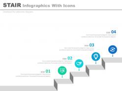 Four staged stair infographics with icons flat powerpoint design