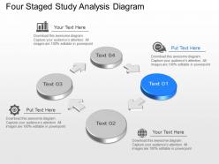 Four staged study analysis diagram powerpoint template slide