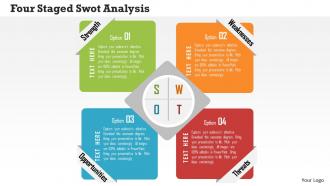 Four staged swot analysis flat powerpoint design