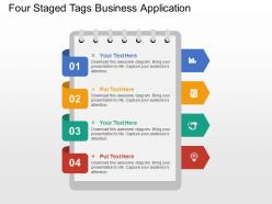Four staged tags business application flat powerpoint design
