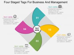 Four staged tags for business and management flat powerpoint design
