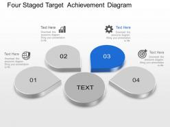 Four staged target achievement diagram powerpoint template slide