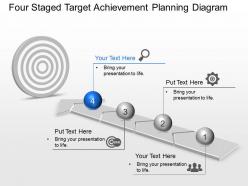 Four staged target achievement planning diagram powerpoint template slide