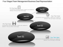 Four staged team management business deal representation powerpoint template slide