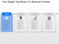 Four staged text boxes for business process powerpoint template slide