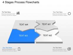Four staged text boxes with process icons powerpoint template slide