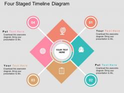 Four staged timeline diagram flat powerpoint design