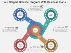 Four staged timeline diagram with business icons flat powerpoint desgin
