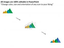 Four staged triangle diagram with icons flat powerpoint design