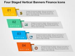 Four staged vertical banners finance icons flat powerpoint design