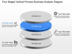 Four staged vertical process business analysis diagram powerpoint template slide