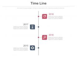 Four staged vertical timeline for sequential years powerpoint slides