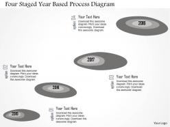 Four staged year based process diagram flat powerpoint design