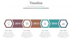 Four staged year based sales results timeline powerpoint slides
