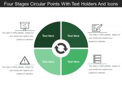 Four stages circular points with text holders and icons