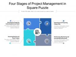 Four stages of project management in square puzzle
