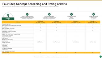 Four Step Concept Screening And Rating Criteria Set 1 Innovation Product Development