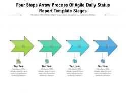 Four steps arrow process of agile daily status report stages infographic template