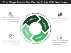 Four steps arrows and circular points with text boxes