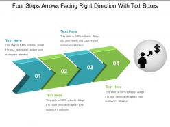 Four steps arrows facing right direction with text boxes